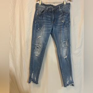 Grace Blue Distressed Skinny Jeans Size 6